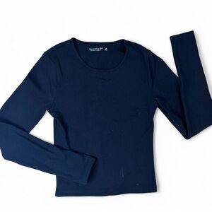 Abercrombie & Fitch Black Ribbed Long Sleeve Top